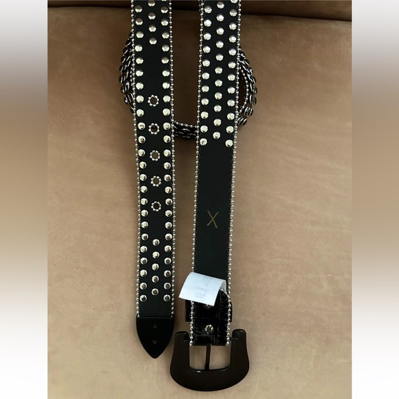 Industrial Indigo Black Rhinestone Studded Belt Unisex MWT Size 42 (Size XL) - Picture 11 of 12